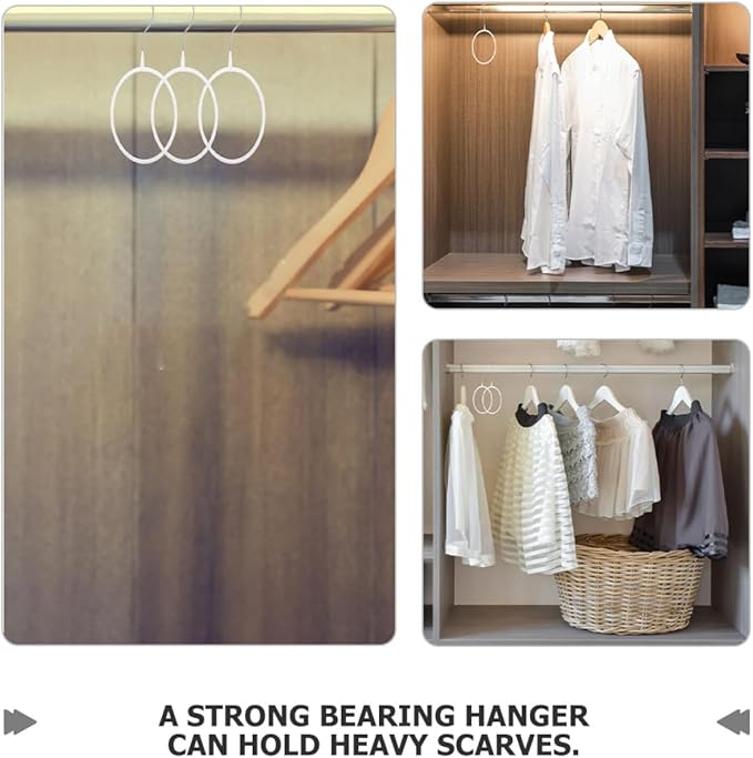 10pcs White Large Scarf Organizer Hangers Iron Cloth Tie Holder for Closet Belt Storage Home Accessory Organizer