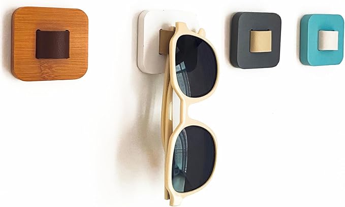 Sunglasses Organizer Wood Sunglasses Storage Wall Mounted Eyeglasses Holder Eyewear Display,Home Decor, (2pcs-White-Short-Sunglass Holder)