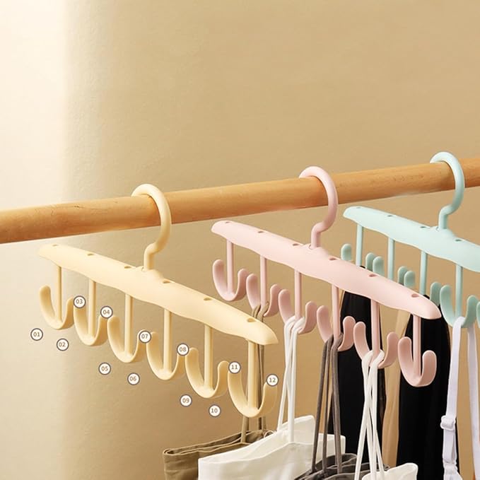 4pcs Rotatable Belt Hanger Multi-Hook Closet Organizer with 12 Hooks for Belts Ties Scarves Hats Storage Rack Space-Saving Accessory Organizer for Men’s Wardrobe