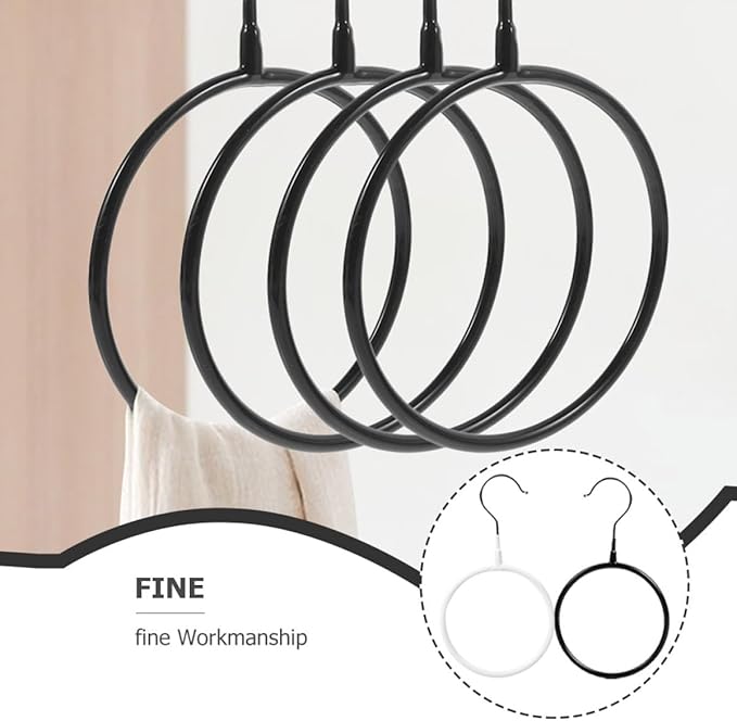 4pcs Metal Round Scarf Organizer Hangers with Plastic Coating, Tie and Belt Holder for Closet Storage, Small Size Black and White, Multipurpose Accessory Rack for Home and Bedroom