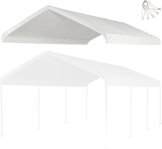 12x20 ft Carport Replacement Canopy Cover - Heavy-Duty Waterproof Tarp with UV Protection, Easy Install Canopy Shelter Top (Frame NOT Included)