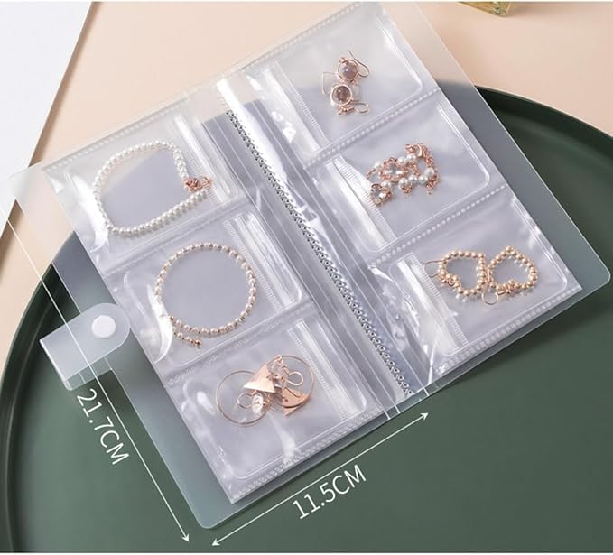esowemsn Clear Jewelry Storage Book 84 Slots PVC Jewelry Storage Album with 40pcs Zipper Bag Ziplock Jewelry Bags Portable Travel Jewelry Organizer Bag for Rings,Necklace,Bracelets,Stud,Earrings