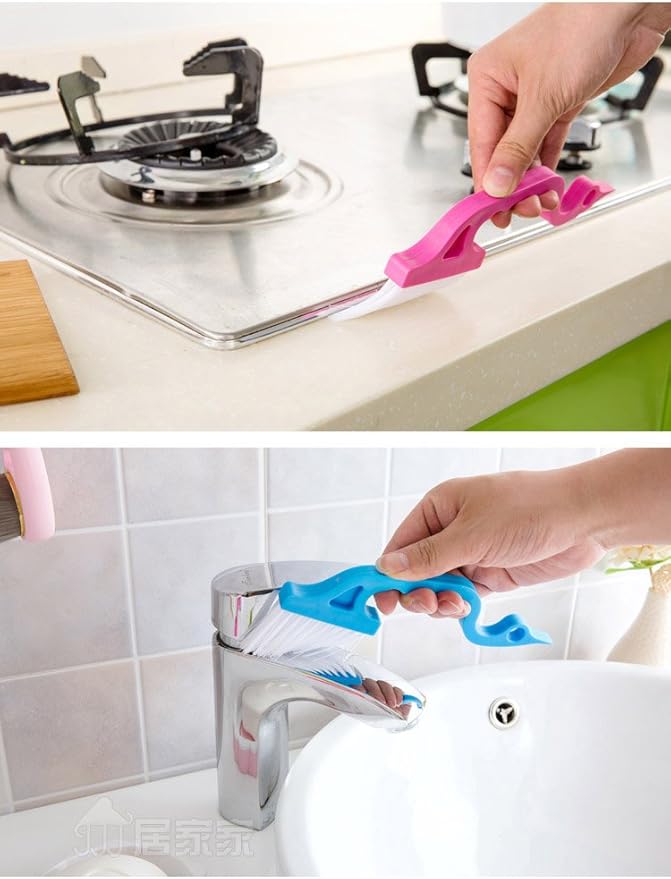 2pcs Window Track Cleaning Brushes, Hand-held Groove Gap Cleaning Tools Door Track Kitchen Cleaning Brushes Set(Red)