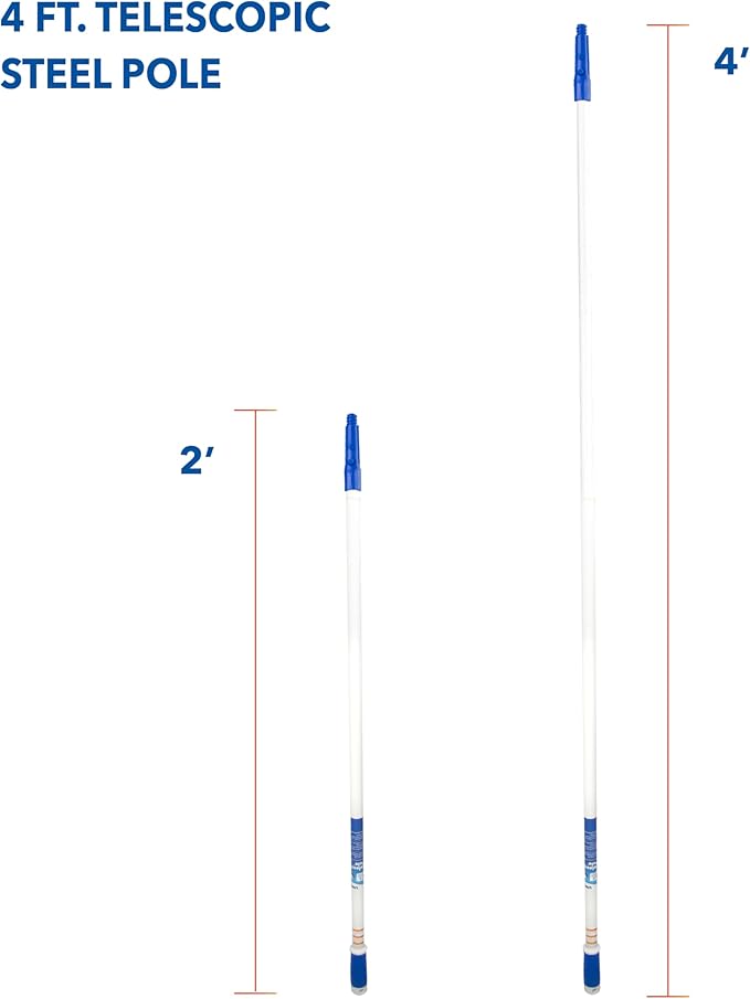 Unger Steel Telescopic Pole, Extend from 2’ to 4’, High Access Extendable Telescoping Poles for Home Cleaning, Clean and Dust Cabinets, Ceiling Fans, Picture Frames, Windowsills