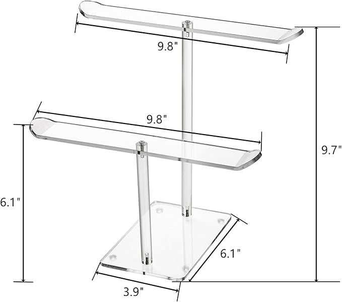 ZEAYEA 2 Pack Acrylic Headband Holder, 2-Tier Clear Hair Hoop Display Stand, Hair Ropes Accessories Storage Organizer Stand for Women and Girls