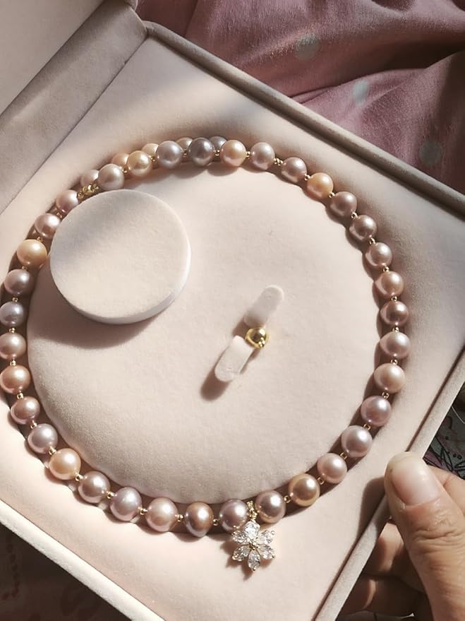 Jewelry Velvet Box Pearl Necklace Earring Bracelet Gift Display Case Wedding Jewelry Storage Holder (Beige For Pearl Necklace Earrings Bracelet)