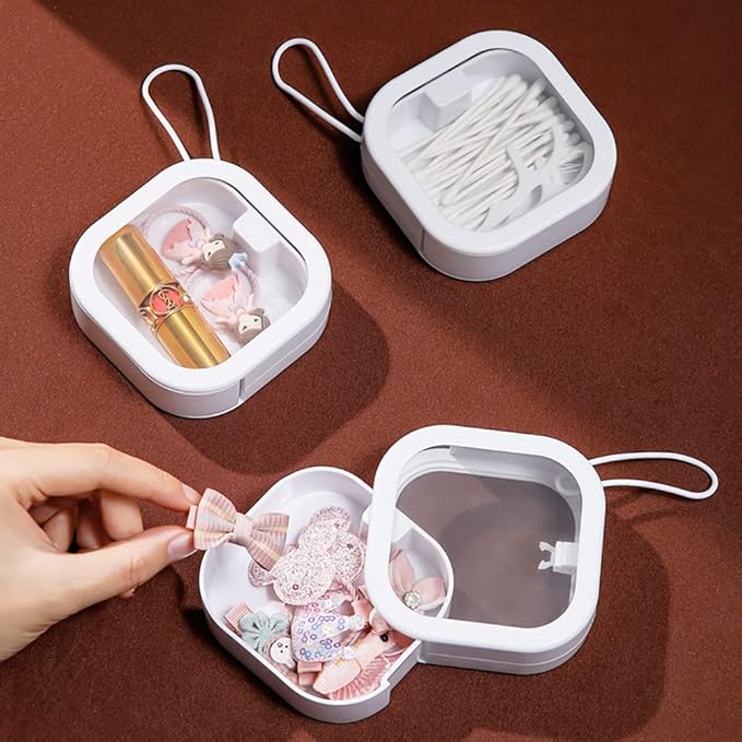 2 Pack Hair Tie Organizer Hair Accessories Container Travel Q-Tips Holder Cotton Swab Holder Hair Clip Container Jewelry Holder Box Small Items Organizer