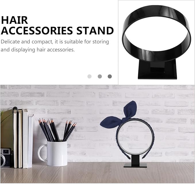 VALICLUD 3pcs Acrylic Hairband Display Stand Round Headpiece Holder for Organizing Hair Accessories Material for Boutiques and Home Use