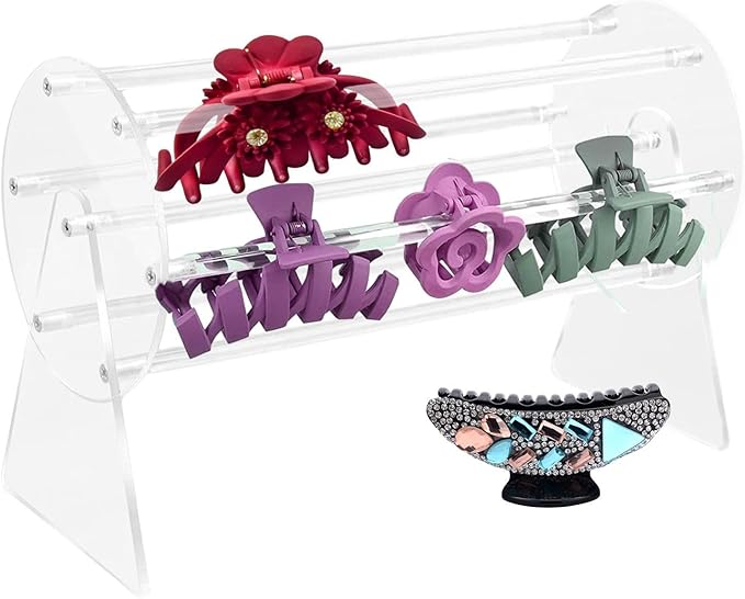 Hair Clip Organizer - Hair Clip Storage, Hair Bow Organizer | Acrylic Display Holder, Hair Accessories Organizer, 360-Degree Rotating Storage Supplies, Portable Organizer for Living Room Shop Bedroom