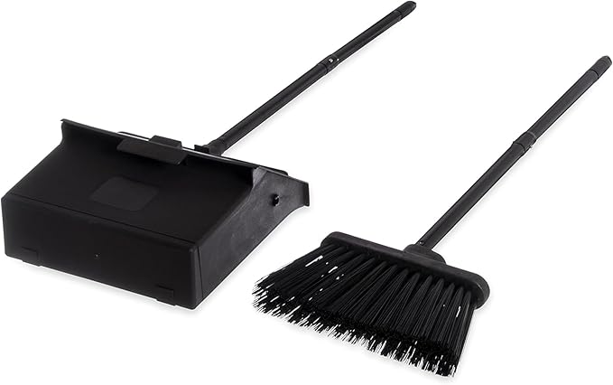 SPARTA Duo-Pan Upright Dust Pan and Broom Set, Essential Cleaning Tools for Home and Commercial Use, 36" Handle, 1 Count, Black
