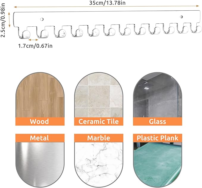 2 Pack Necklace Holder - Hanging Jewelry Organizer, Self-Adhesive, Wall Mount (Clear)