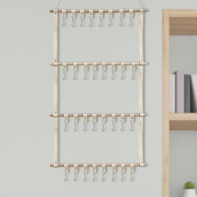 HouseVibe Headband Storage Clip Organizer for Hair Accessories and Bows, Hair Claw Clip Holder, Wall Mounted or Drawer Organizer for Barrettes, Scrunchies, Jewelry- Beige