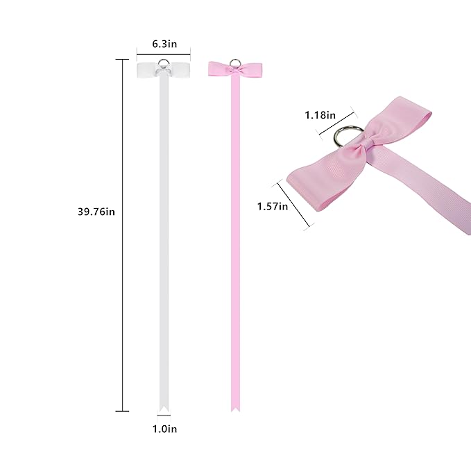 4-Pack Bow Holder & Hair Clips Organizer, Wall Hanging Storage for Alligator Clips & Barrettes, Hair Accessories Organizer for Women Girls Bedroom College Dorm Decor (White & Pink)