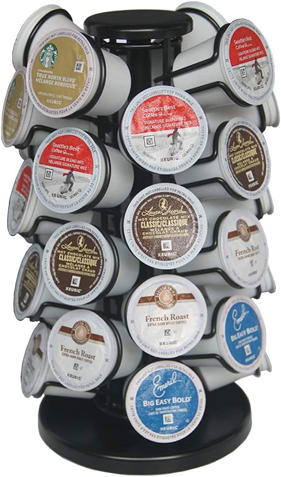 Capacity of 32 Pods K Cup Holders,K Cup Holder, K Cups Holder,K Cup Carousel, Coffee Pods Holder Storage Organizer Stand,No Assembly Required,Black