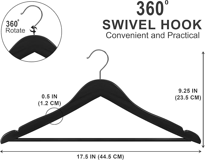 Utopia Home Premium Wooden Hangers 30 Pack - Durable & Slim Coat Hanger - Suit Hanger with 360-Degree Rotatable Hook - Wood Hangers with Shoulder Grooves (Black Color)