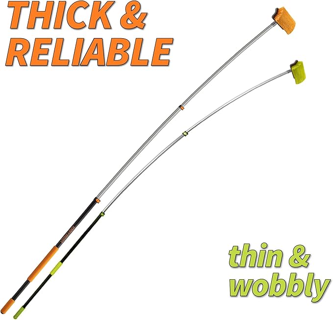 14 Foot Exterior House Cleaning Brush Set with 5-8 ft Extension Pole // Vinyl Siding Brushes with Telescopic Extendable Pole & Window Cleaning Squeegee Tool // The Ultimate Extension Scrub Brush Set