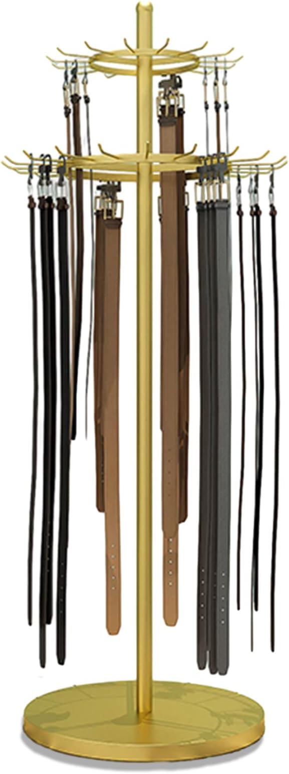 Floor Standing Belt Display, 66.2in Metal Retail Tie Rack Hanger Organizer, Scarf Stand Shawls Purse Shelf for Clothing Store Bedroom Business, Space Saving (Color : Gold, Size : 66.2X19.7IN)
