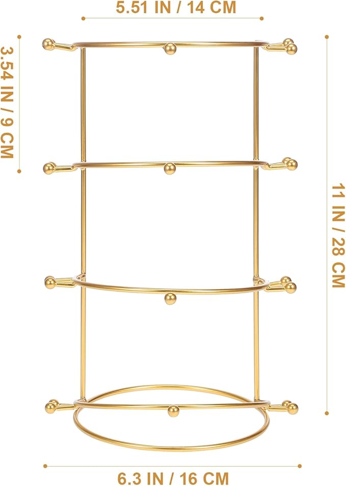 Crown Display Stand, Jewelry Organizer Stand 4-Layer, Metal Necklace Display Holder, Vintage Headband Display, Gold Headdress Storage Rack Display for Crown Hairband Necklace Jewelry
