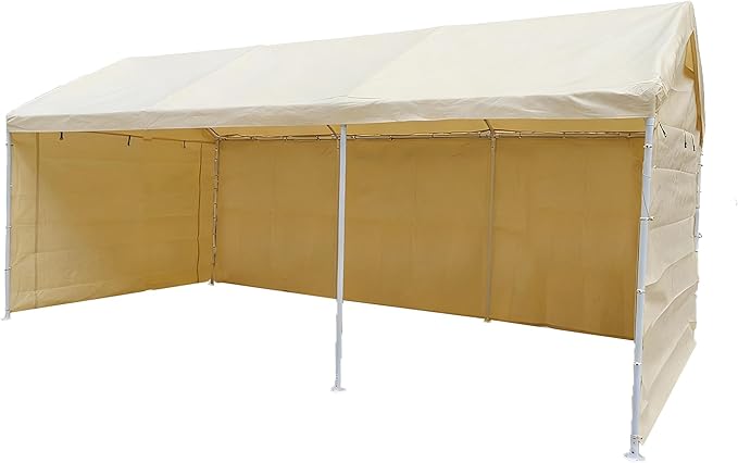 Rutile 10x20 Carport Replacement Sidewall, 180G PE Waterproof & UV Protected Sidewall Cover (Beige, Sidewall Panel w/o Mesh Windows)