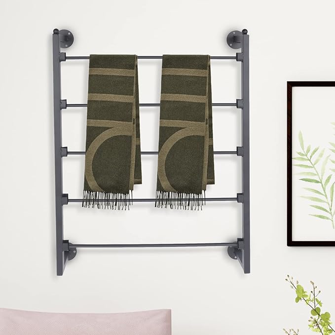 Wall Mounted Display Rack, 5 Layer Silk Scarves Hijab Hanger Organizer, Scarf Accessory Wrapping Tissue Paper Ribbon Holder, Space Saving Metal Shelves for Flower Shop Retail Store Home