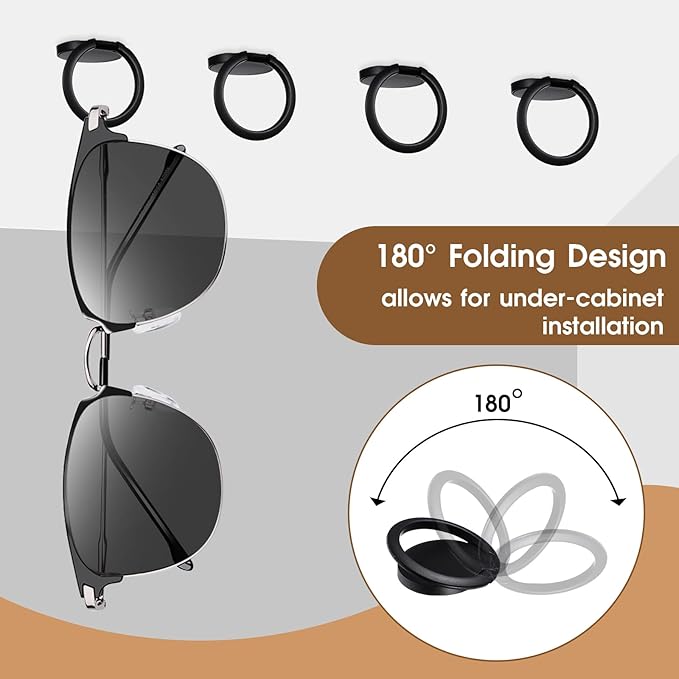 6 Pack Sunglasses Organizer Wall Mounted Sunglasses Holder Black Hanging Eyeglass Holder Multiple Glasses Rack