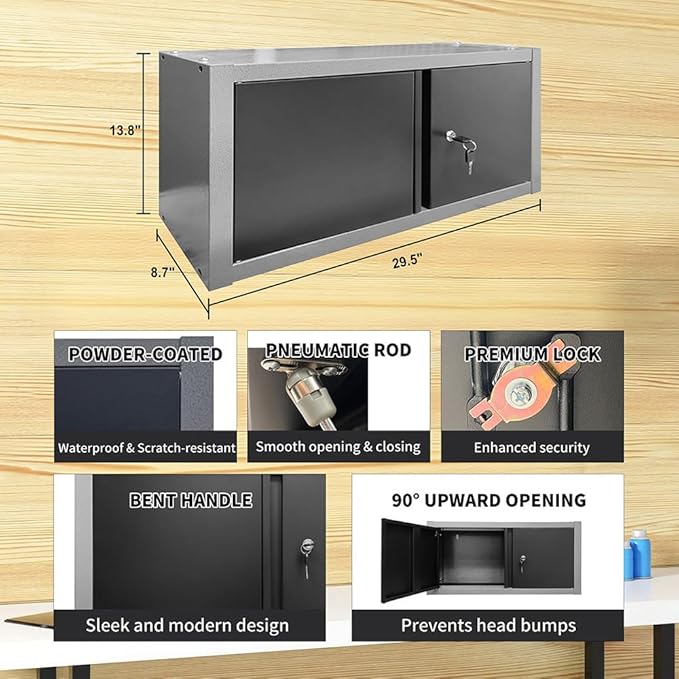 Garage Storage System with Rolling Tool Cart for Tool Organization, Free-Standing Tool Cabinet