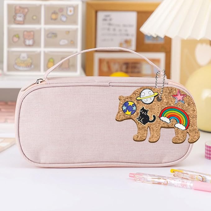peacoblue 4Pcs Bear Enamel Pin Holder Display Board Collection with Key Chain for Bag, Backpack 4.7" x 3.1", Pins Display Frame Organizer Storage to Show Unique Styles for Student, Male, Female