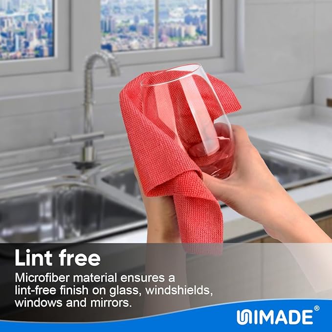 Microfiber Cleaning Cloth, 20 Pack Reusable Microfiber Towels for Cars Lint Free Cleaning Shop Towel Rags for Home Kitchen Automotive Bar Mechanic Restaurant Garage, 11.5"x 11.5", Red