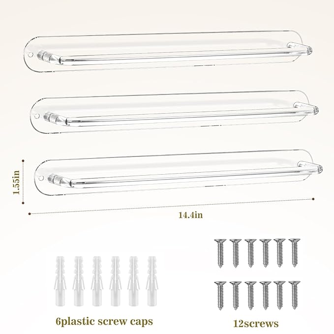 SNOWSTAR Acrylic Claw Clip Organizer, 3PCS Wall Holder and Storage, Hair Clip Display Clear Stand for Women and Girls