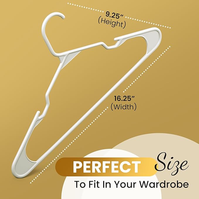 30 Pack Adult Plastic Hanger for Shirt Pants Coats Dresses Skirts Suits Jackets - Standard Thick Coat Hanger - Sturdy & Durable Design with Shoulder Grooves Hook - White