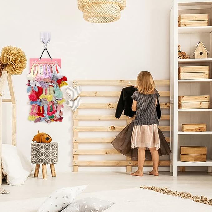 Hairband Claw Clips Storage Holder, Hanging Hair Clips Stand for Wall, Door, Closet - Display for Teen Girls & Women