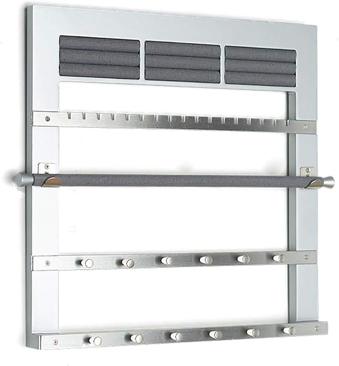 Hives and Honey Tori Wall Hanging Jewelry Rack – Wall-Mounted Organizer with Ring Rolls, Earring Slots, Bracelet Bar & Necklace Hooks, Anti-Tarnish Linen, Silver