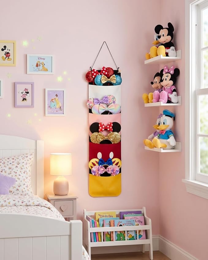 Mouse Ear Organizer, Hanging Headband Holder for Park Ears, Display & Storage Organizer for Disney Accessories, Holds Up to 8–10 Ears, Wall Door Closet Hanging Rack