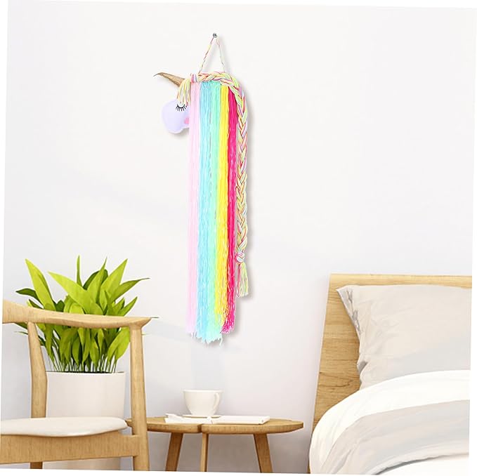 BESTonZON Unicorn Barrette Organizer Hairpin Hair Accessories Organizer Headdress Organizing Holder Hand-woven Pendant Wall Hanging Ornament