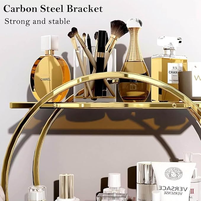 Perfume Organizer for Dresser, 2 Tier Bathroom Counter Organizers and Storage, Gold Makeup Organizer for Vanity, Bathroom Accessories & Decor, Skincare Perfume Trays Cosmetic Display Holder