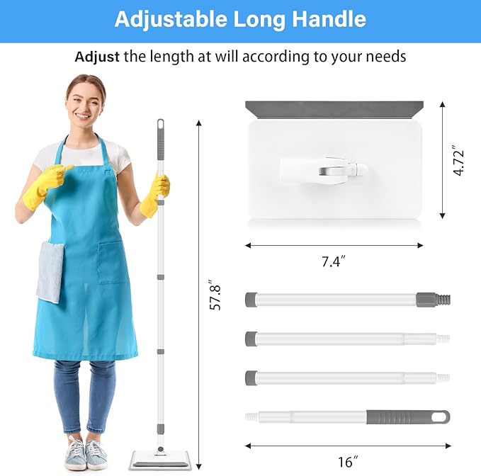 Baseboard Cleaner Tool with Handle, DELUX Baseboard Cleaner with Extendable Long Handle, 4 Reusable Cleaning Pads Wall Cleaner for Baseboards Cleaning, Ceiling, Wall, Floor, Shower Bathroom Kitchen