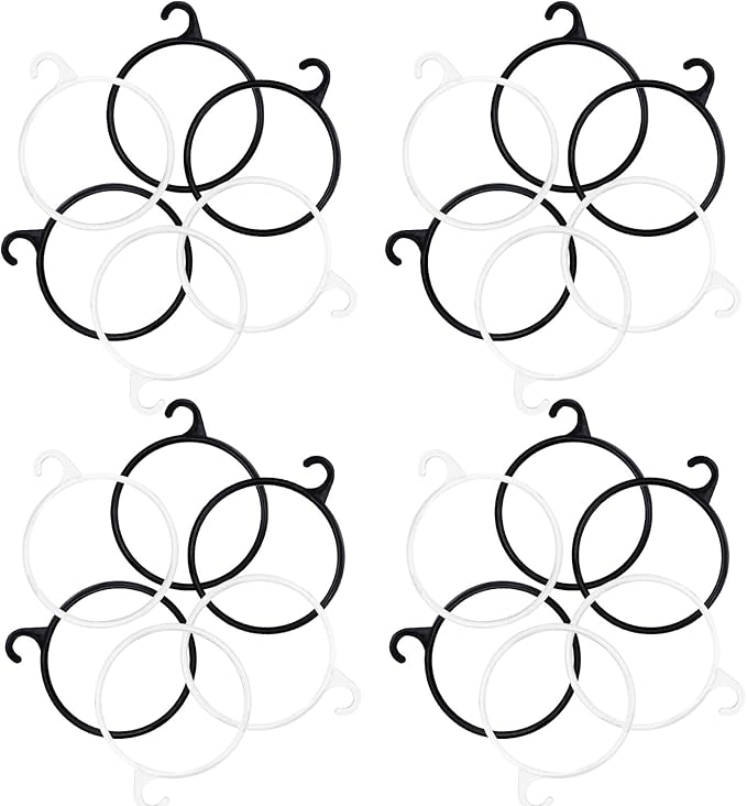 40pcs Scarf Hanger Rings Set Plastic Clothes Holding Rings Scarf Rack Organizer for Closet Storage and Necktie Hanging, Black, Space-Saving Accessory Organizer