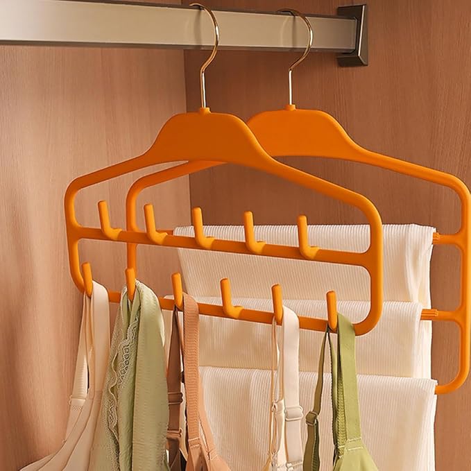 2pcs Multi-Hook Belt Hanger and Tie Organizer, Double-Layer 11-Hook Closet Accessory Organizer with Large Capacity for Scarves and Ties, Orange, Household Storage Solution