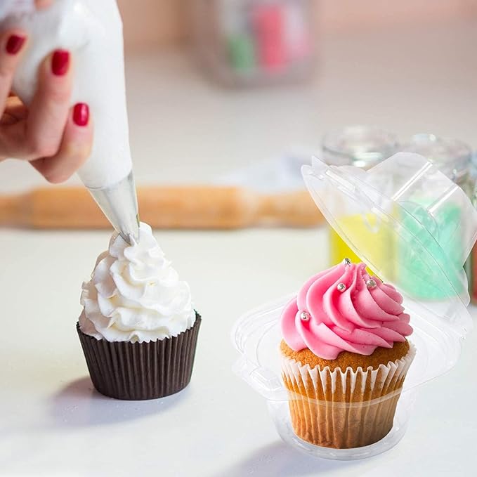 200 Pack Individual Cupcake Containers Plastic Cupcake Boxes Cupcake Holders Stackable Deep Dome Cupcake Carrier