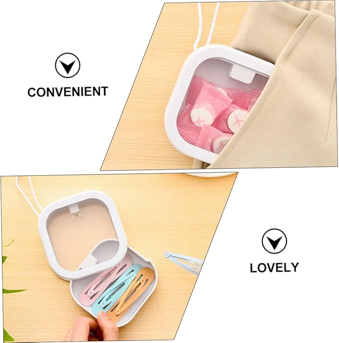Hair Clip Organizer Portable Hair Tie Holder Abs Tpe Travel Container Lid