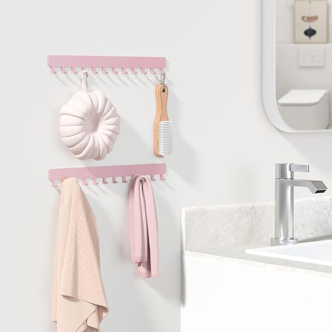 Necklace Holder Hanging Jewelry Organizer - Jewelry Organizer for Necklace, Self-Adhesive Necklace Organizer, Wall Jewelry Organizer,2 Pack, Pink, DFUS0030P2