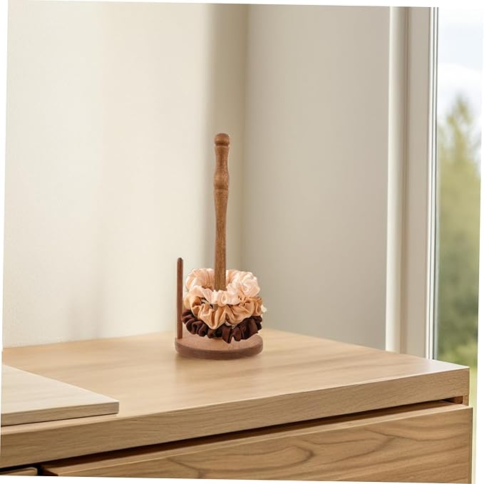 Homoyoyo Wooden Scrunchies Holder Stand: Hair Accessories Organizer Desktop Hair Tie and Jewelry Display Rack for Women Girls Bedroom Bathroom