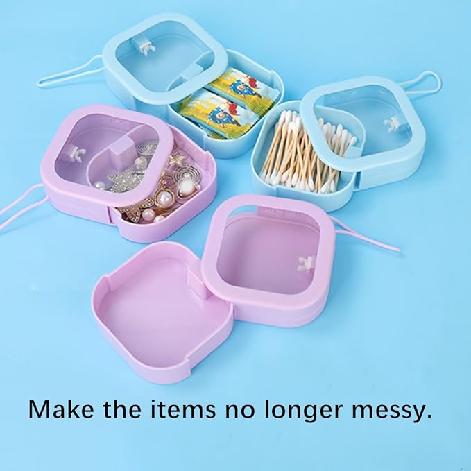 2PCS Hair Tie Organizer Boxes Holder for Bathroom Desktop, Stackable Portable Scrunchies Accessory Tie Bobby Pin Storage Container for Small Items Cotton Swab Jewelry Dispenser (Pink White)