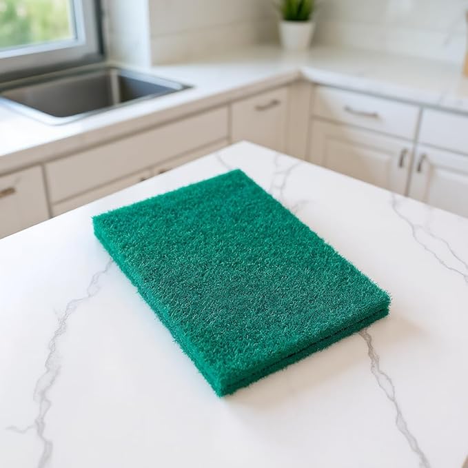 12-Pack Green Scrub Pads (5.91"x3.94"x0.24") - Non-Scratch Oil-Resistant, Multi-Functional for Kitchen/Bathroom/Grill & Oven