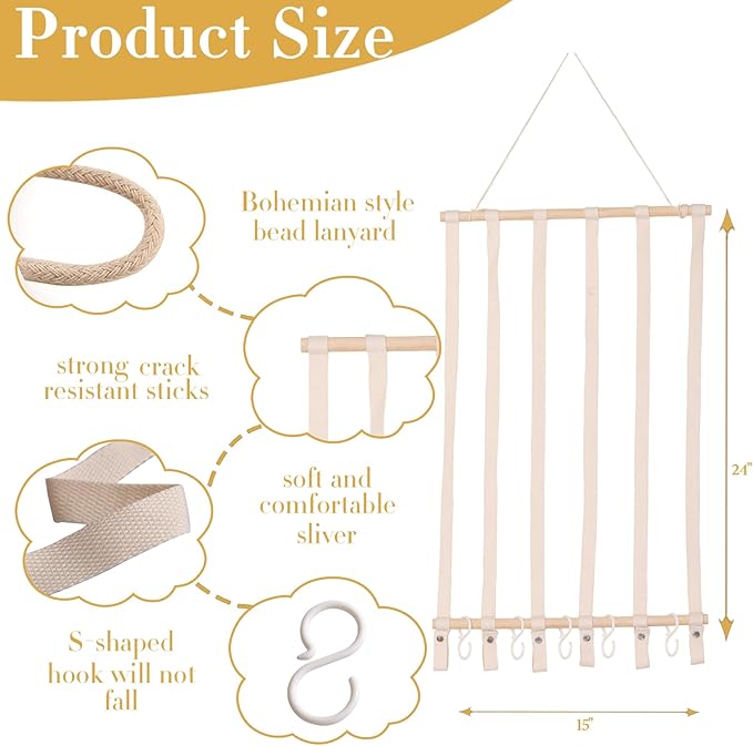 YOcity Bow Holder for Girls Hair Bows Organizer Baby Headband Holder Storage Hair Accessories Organizer Display for Girls Nursery Room Wall Hanging Decor(Beige)