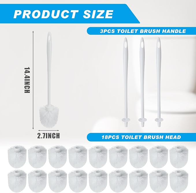 Tioncy 21 Pcs 14.2 Inch Toilet Brush Commercial Heavy Duty Toilet Bowl Cleaning Scrub Long Scrubber for Bathroom Cleaning Supplies