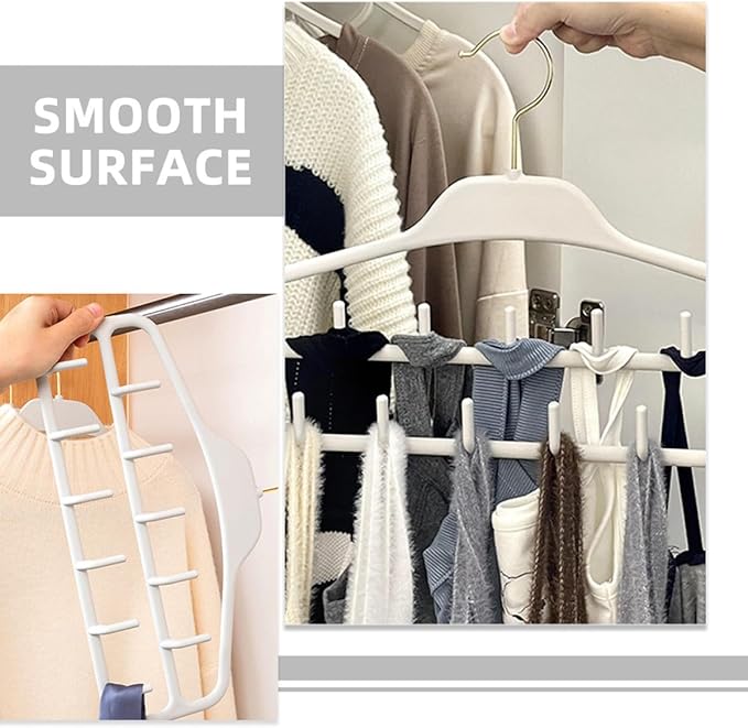 Zerodeko 2pcs Belt Hanger Organizer for Closet with 11 Hooks, Multi-Functional Hanging Rack for Belts Ties Scarves, Large Capacity Storage, Light Gray, Household Accessory Organizer