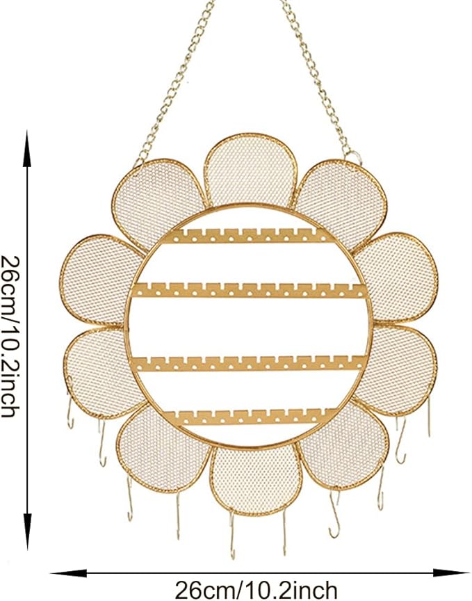 Zayookey Flower Shaped Earring Holder Wall Mounted Earring Rack Hanging Jewelry Organizer Wall Necklaces Storage Grid Shape Jewelry Display Stand for Stud Earring Bracelets