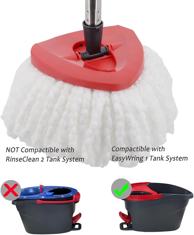 4 Pack Mop Replacement Heads Compatible with 1 Tank System Microfiber Spin Mop Replace Head Mop Refills Base Scrub Brush for Deep Cleaning All Hard-surfaced Floors