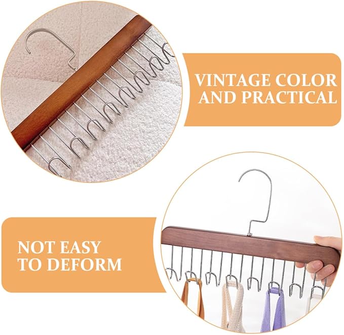 2pcs Vintage 8-Hook Multi-Functional Closet Hangers for Belt and Tie Storage, Scarf and Hat Organizer Rack for Men’s Closet Space Saving Accessory Organizer